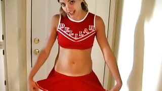 Deep pussy and ass fucking with cum on tits of a Latina cheerleader